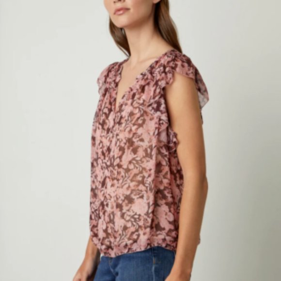 VELVET By Graham & Spencer Demi Sleeveless Printed Blouse Pink Floral - Picture 2 of 4